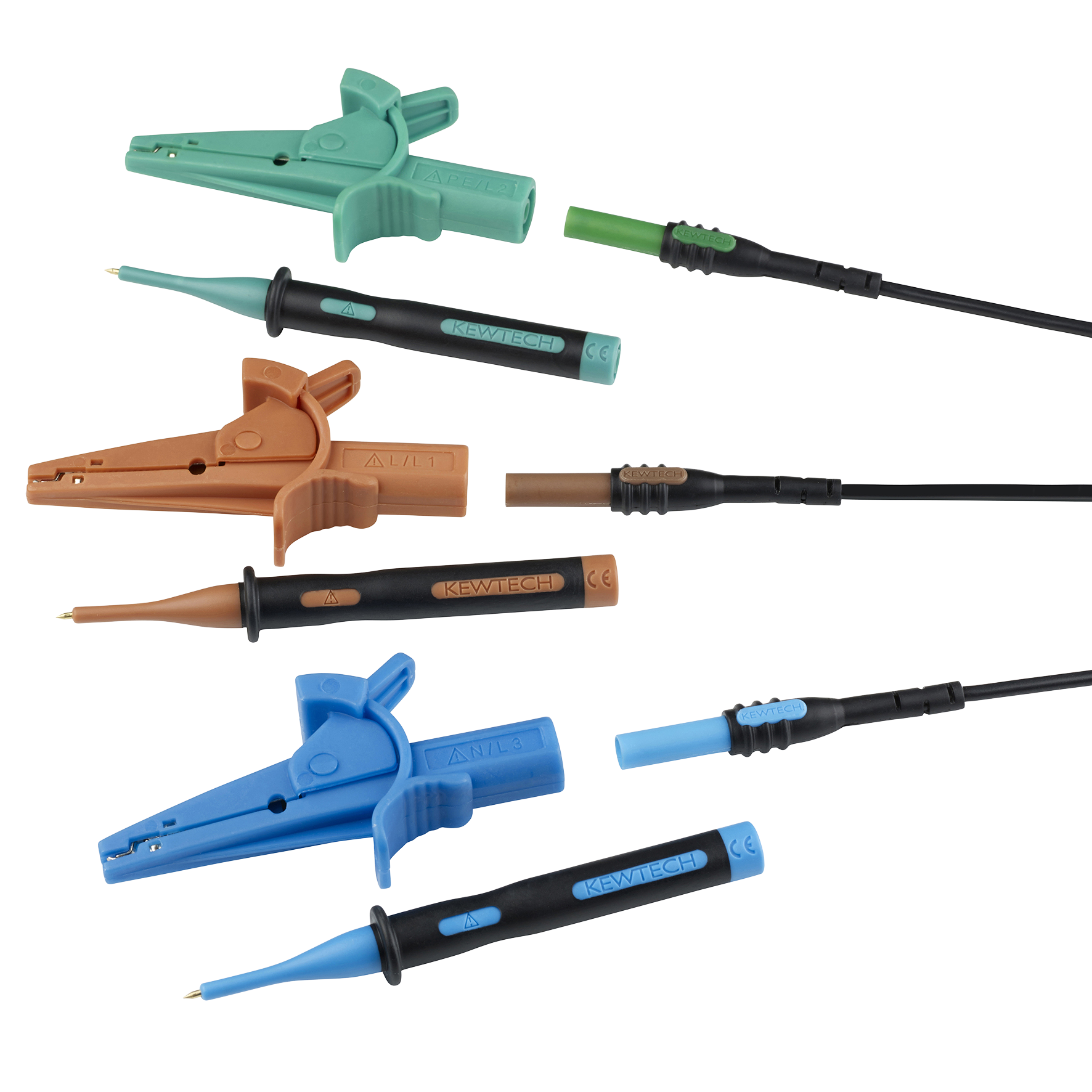 3 Wire Electrical Unfused Test Leads Probes and Croc Clips Fluke Megger Kewtech 