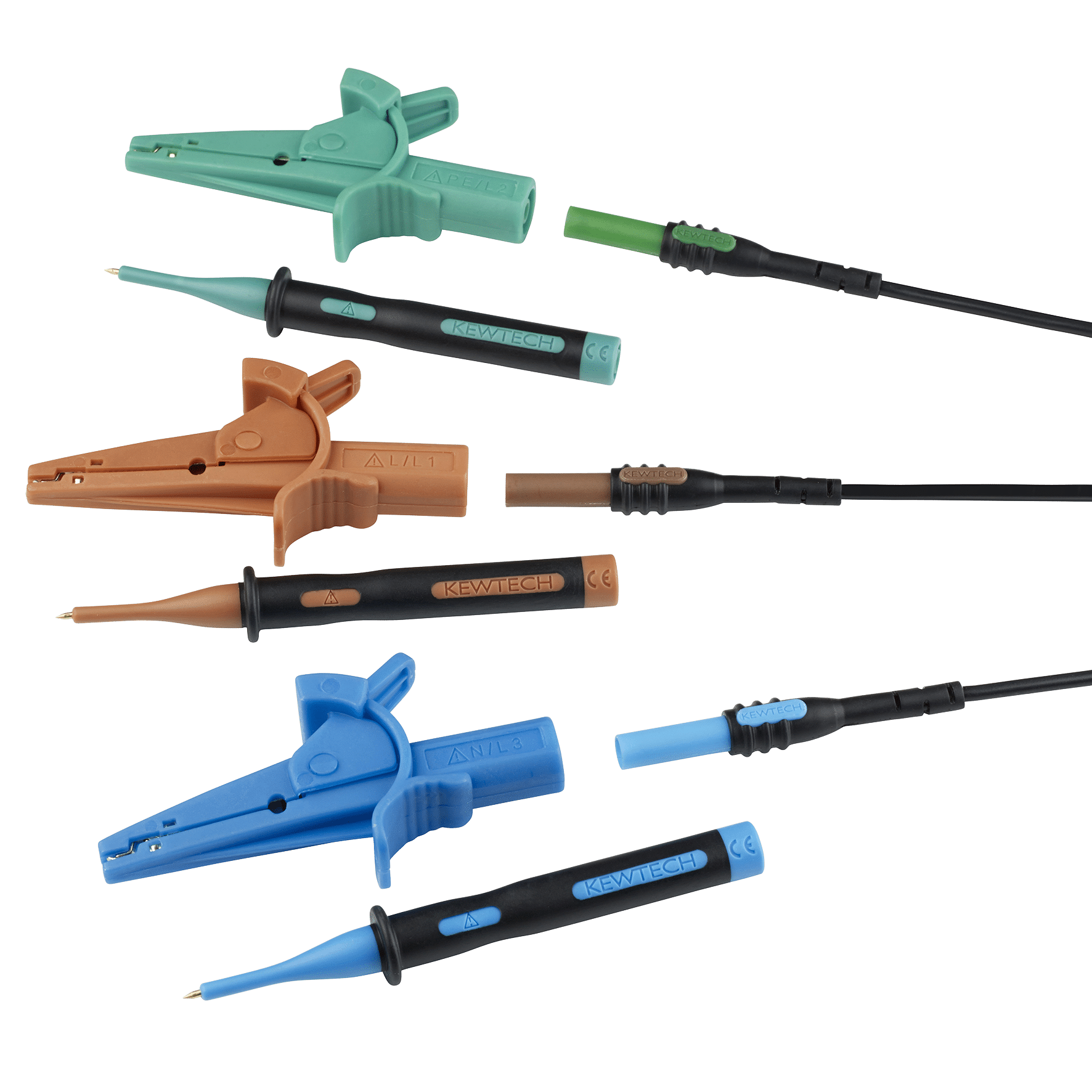 3 Wire Electrical Unfused Test Leads Probes and Croc Clips Fluke Megger Kewtech 