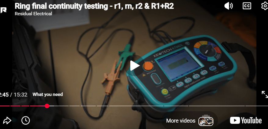 R1 R2 Continuity Testing How to test continuity of ring final circuits: r1, rn, r2 & R1+R2